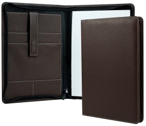 RV-Schreibmappe DIN A4 mit iPad Fach PREMIUM LEDER SOFT GRAIN dunkelbraun (genarbt)